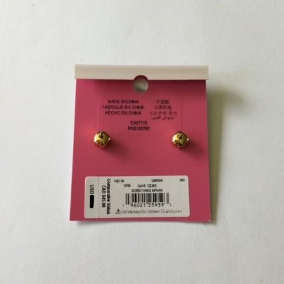 Was 65 KATE SPADE Something Sparkly Pave Stud Earrings Green - 10K Gold - NWT - Picture 13 of 16